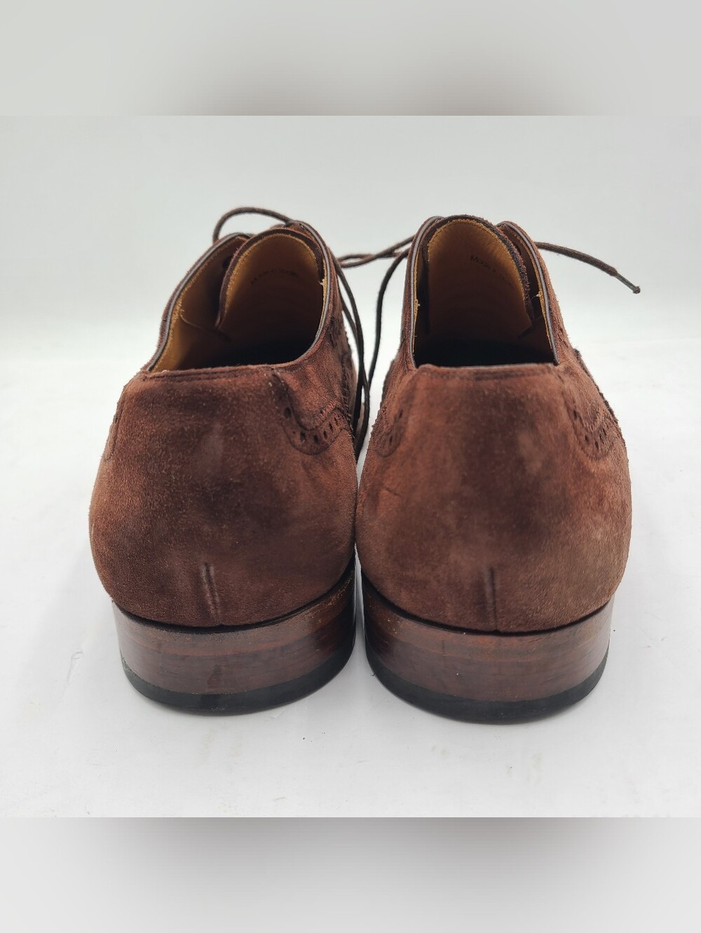 B40 Magnanni Brown Suede Leather Medallion Cap Toe Derby Shoes Sz 12 $795 - Picture 4 of 8